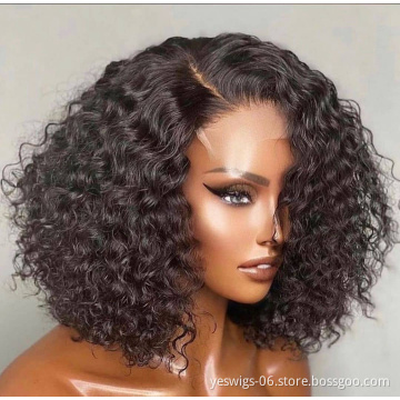 Brazilian Virgin Color Short Bob Deep Curly Wave Human Hair Full HD Lace Front Bob Wigs For Black Women Cheap Lace closure wig